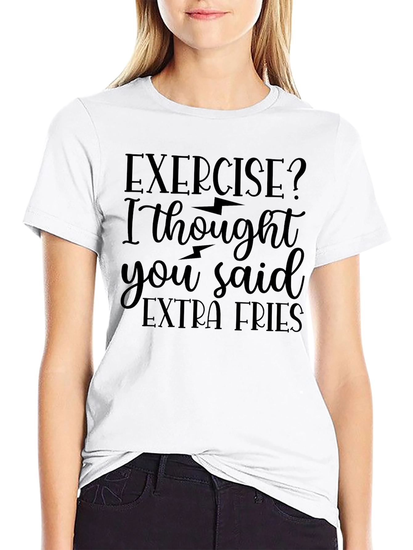 Exercise? Extra Fries! Novelty Graphic Tee