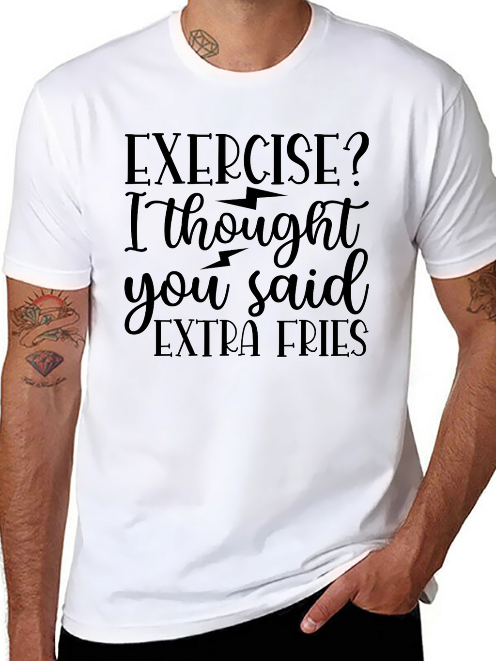 Exercise? Extra Fries! Novelty Graphic Tee