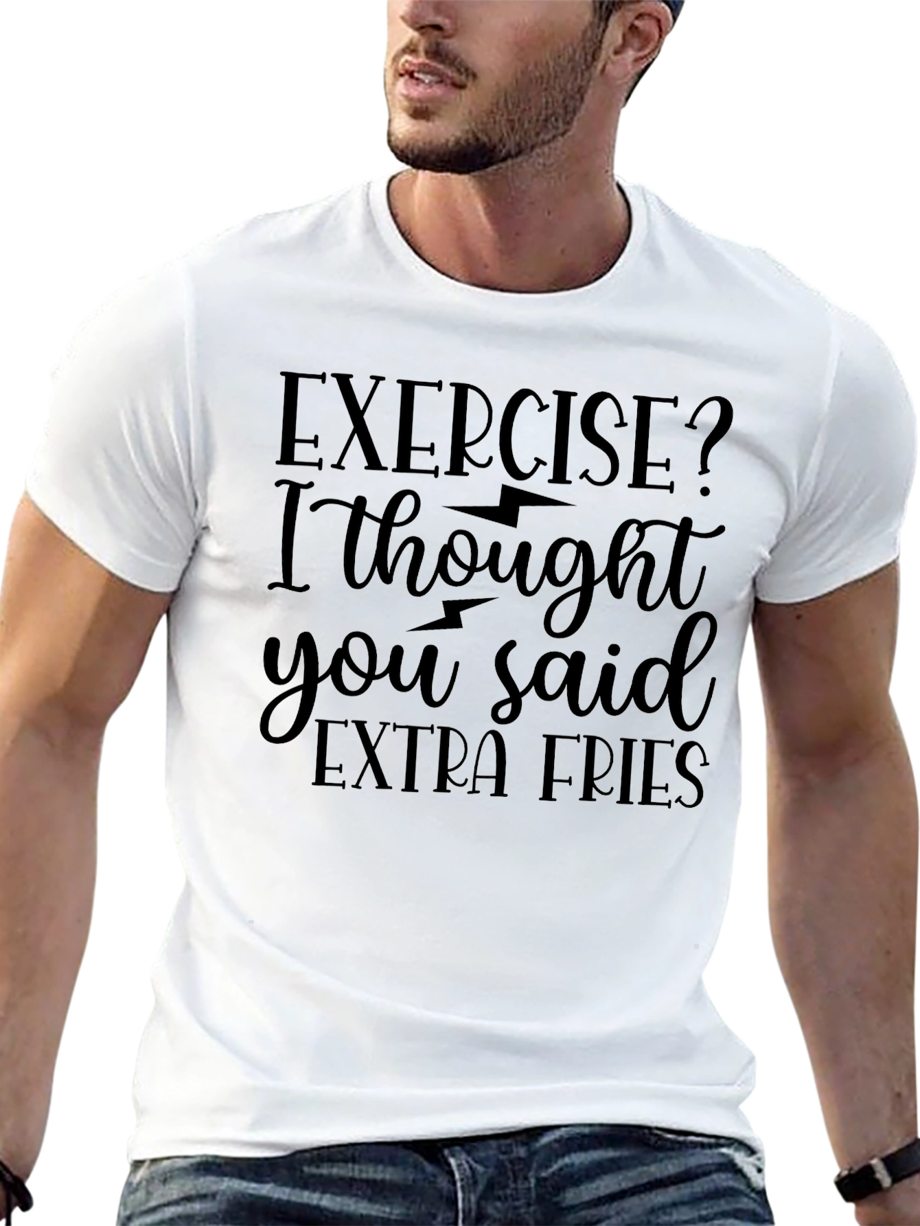 Exercise? Extra Fries! Novelty Graphic Tee
