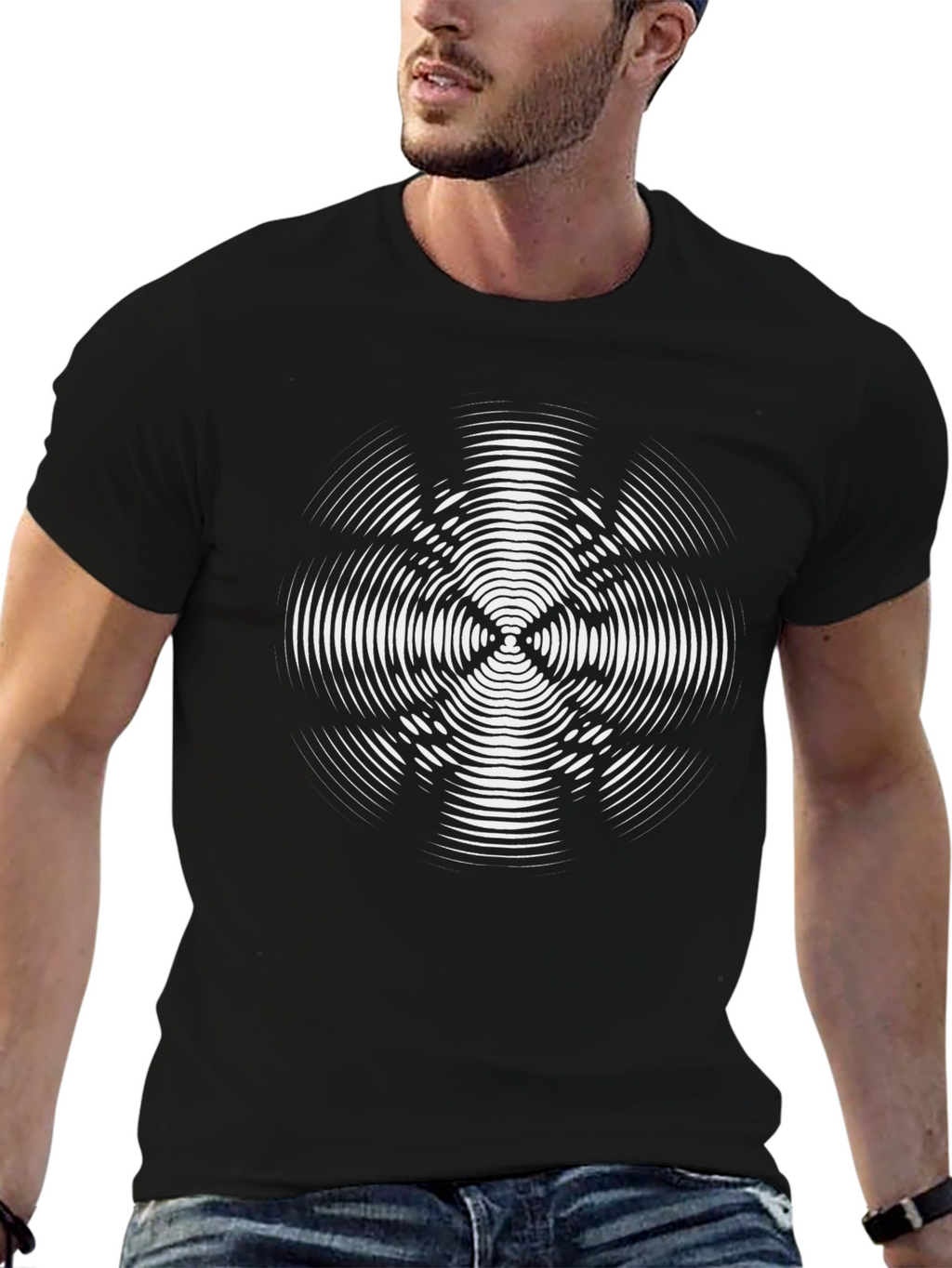 Optical Illusion Graphic Tee - Modern Black T-Shirt