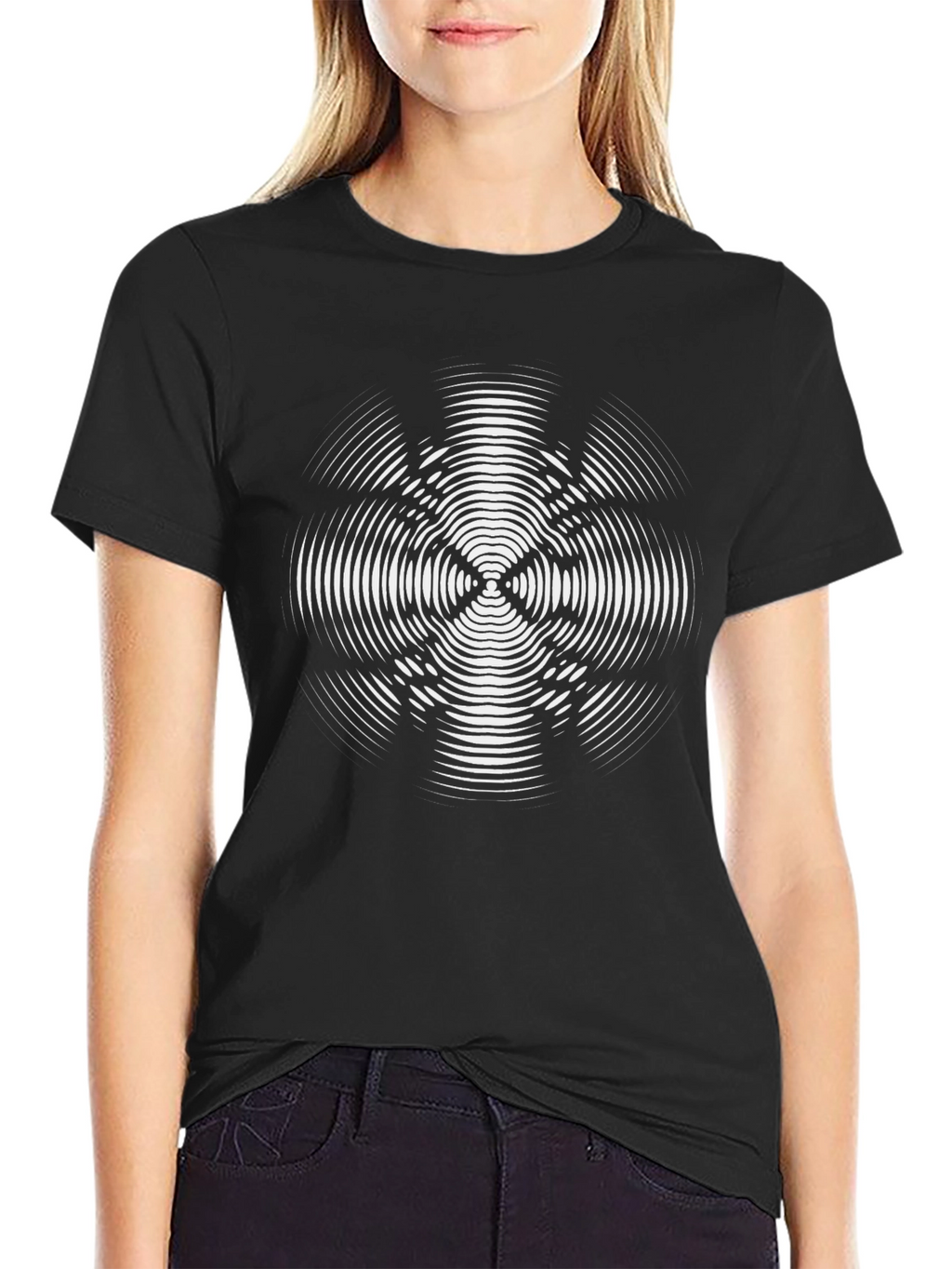 Optical Illusion Graphic Tee - Modern Black T-Shirt