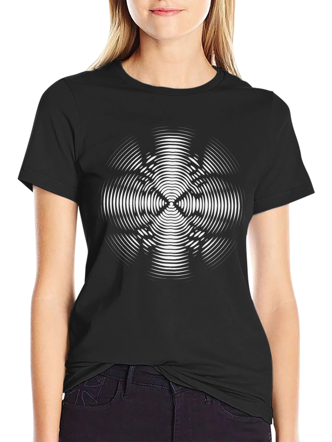 Optical Illusion Graphic Tee - Modern Black T-Shirt