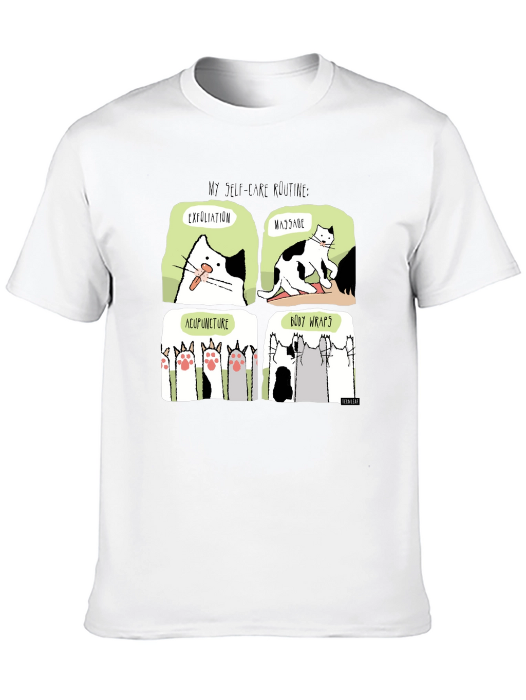 Self-Care Cat Routine Black T-Shirt