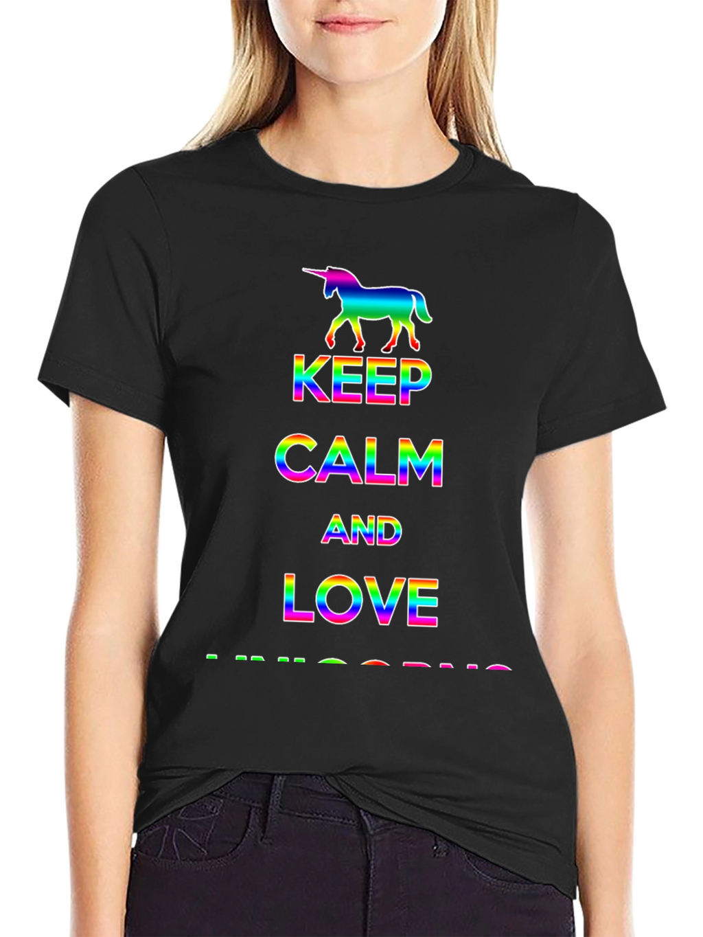 Rainbow Unicorn Keep Calm Love T-Shirt