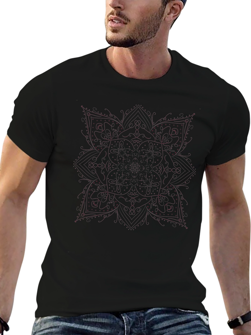 Mens Solid Black Casual Short Sleeve T-Shirt