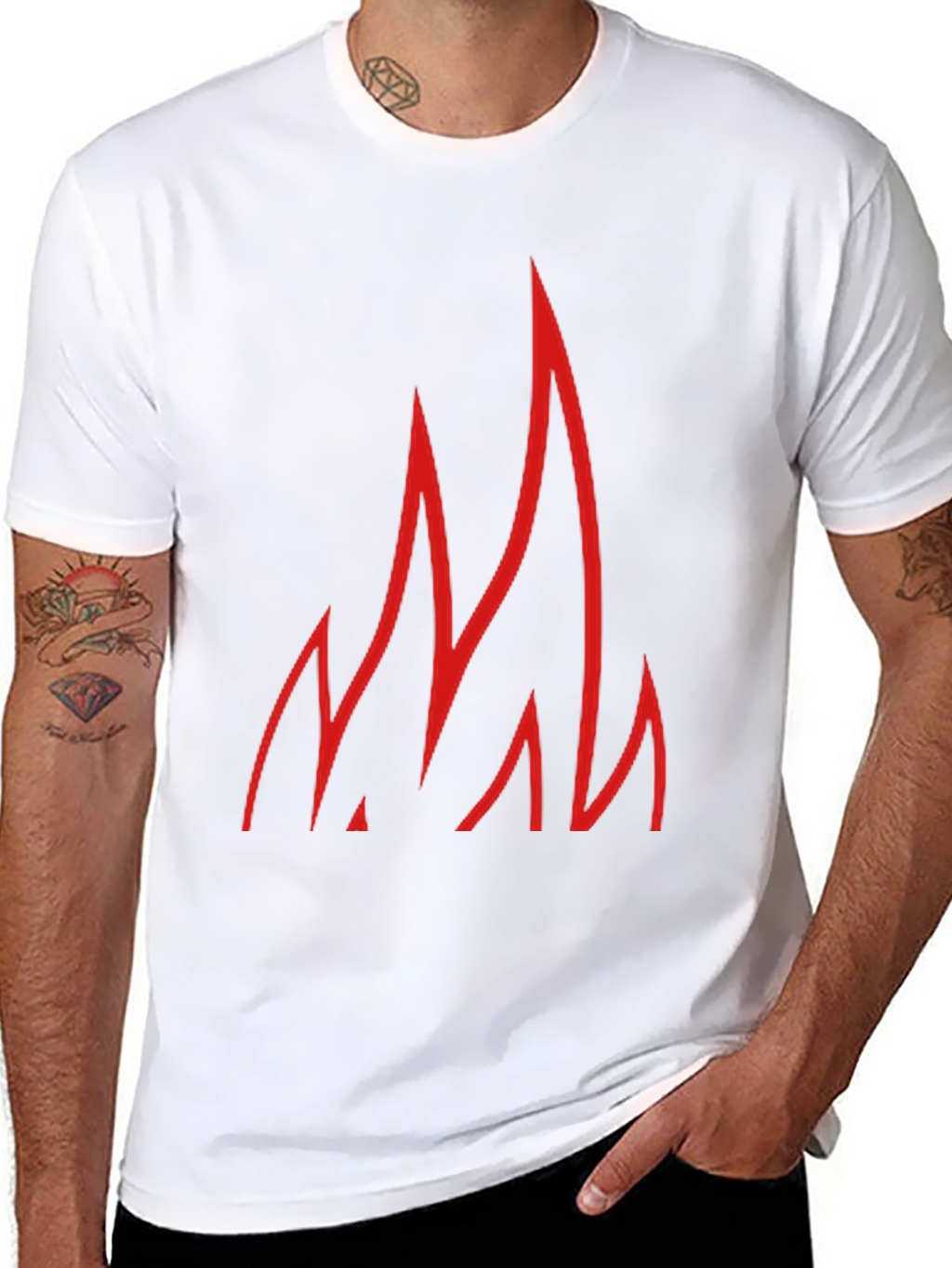 Red Flames Graphic Black T-Shirt