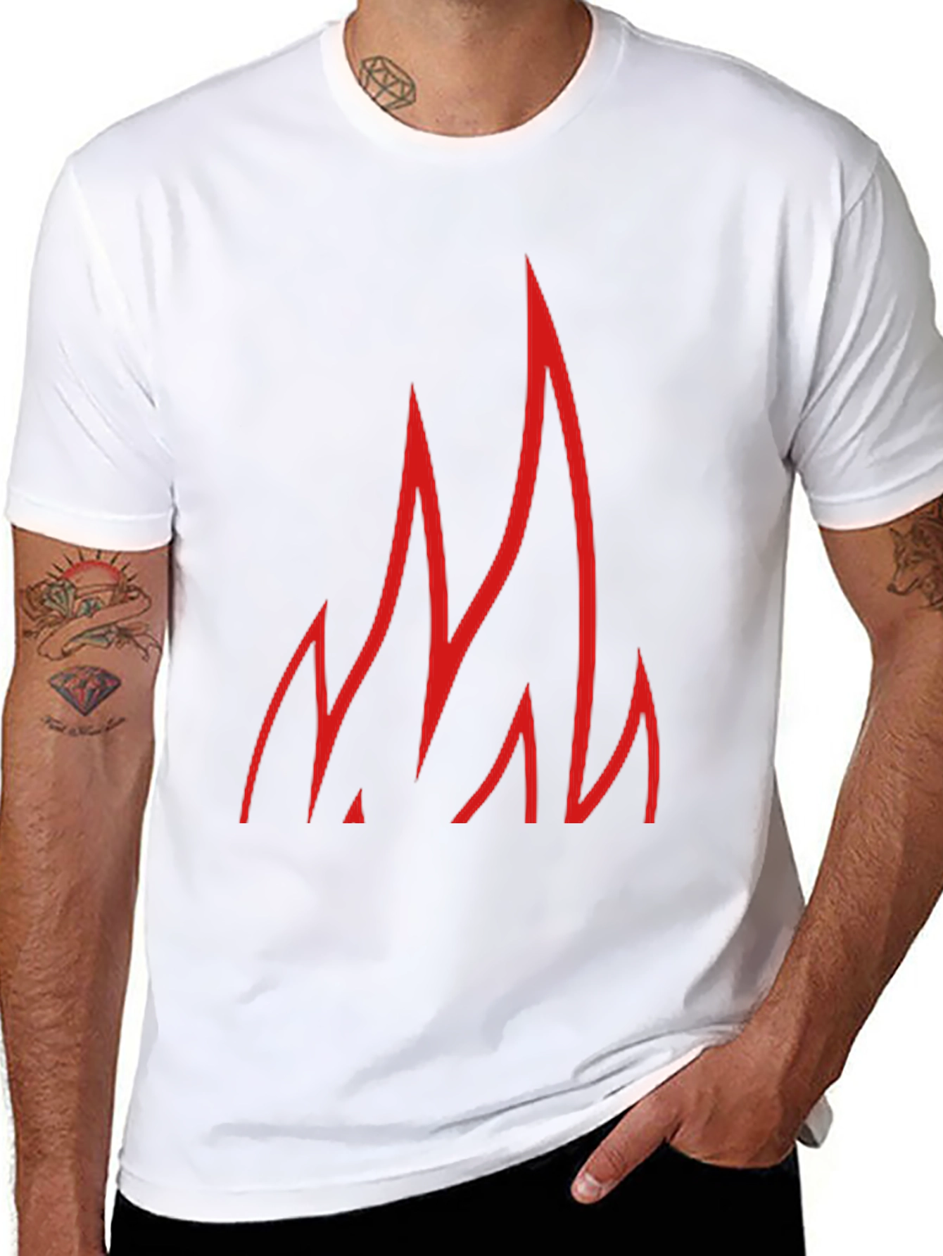 Red Flames Graphic Black T-Shirt