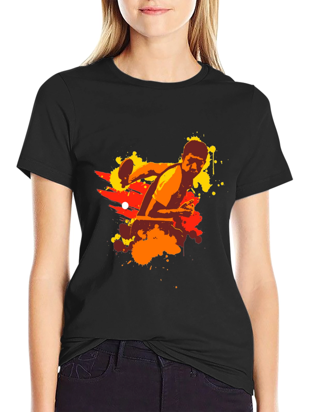 Table Tennis Graphic Tee - Black Cotton Shirt