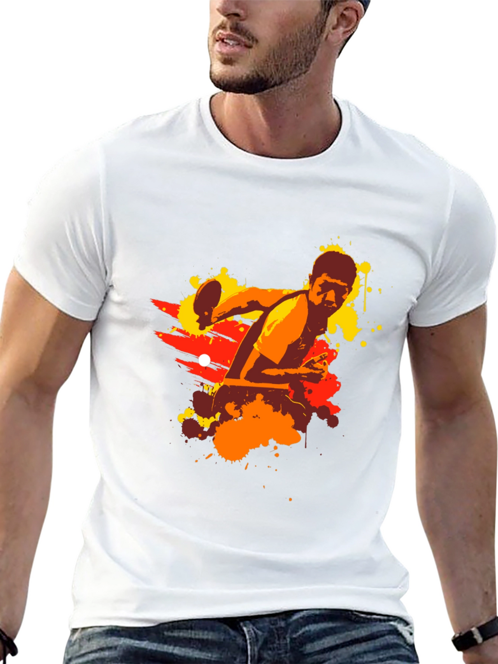 Table Tennis Graphic Tee - Black Cotton Shirt