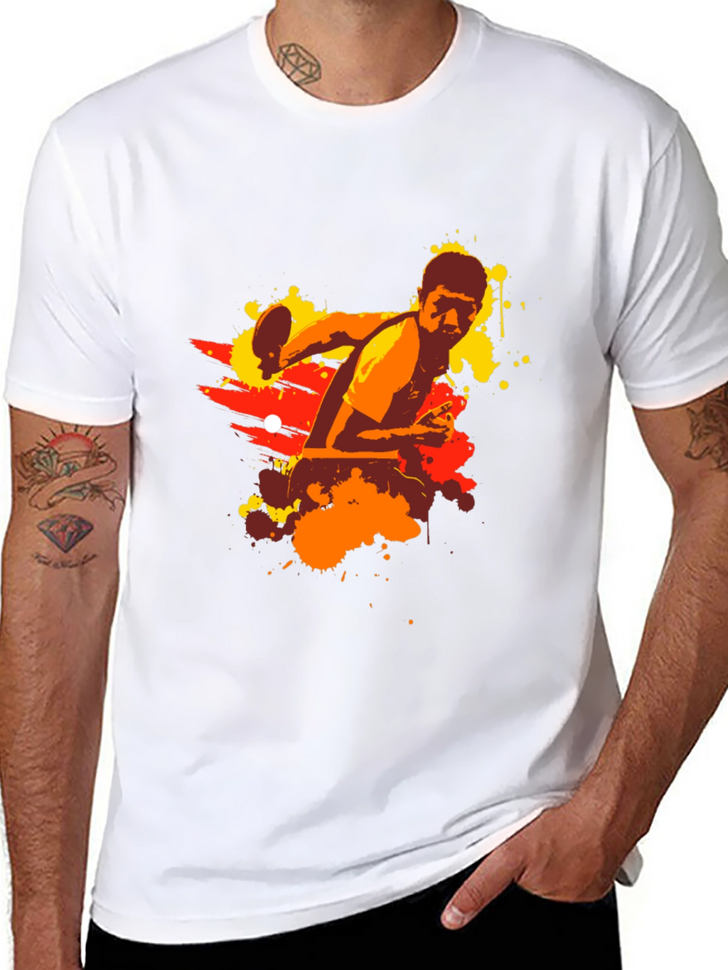 Table Tennis Graphic Tee - Black Cotton Shirt