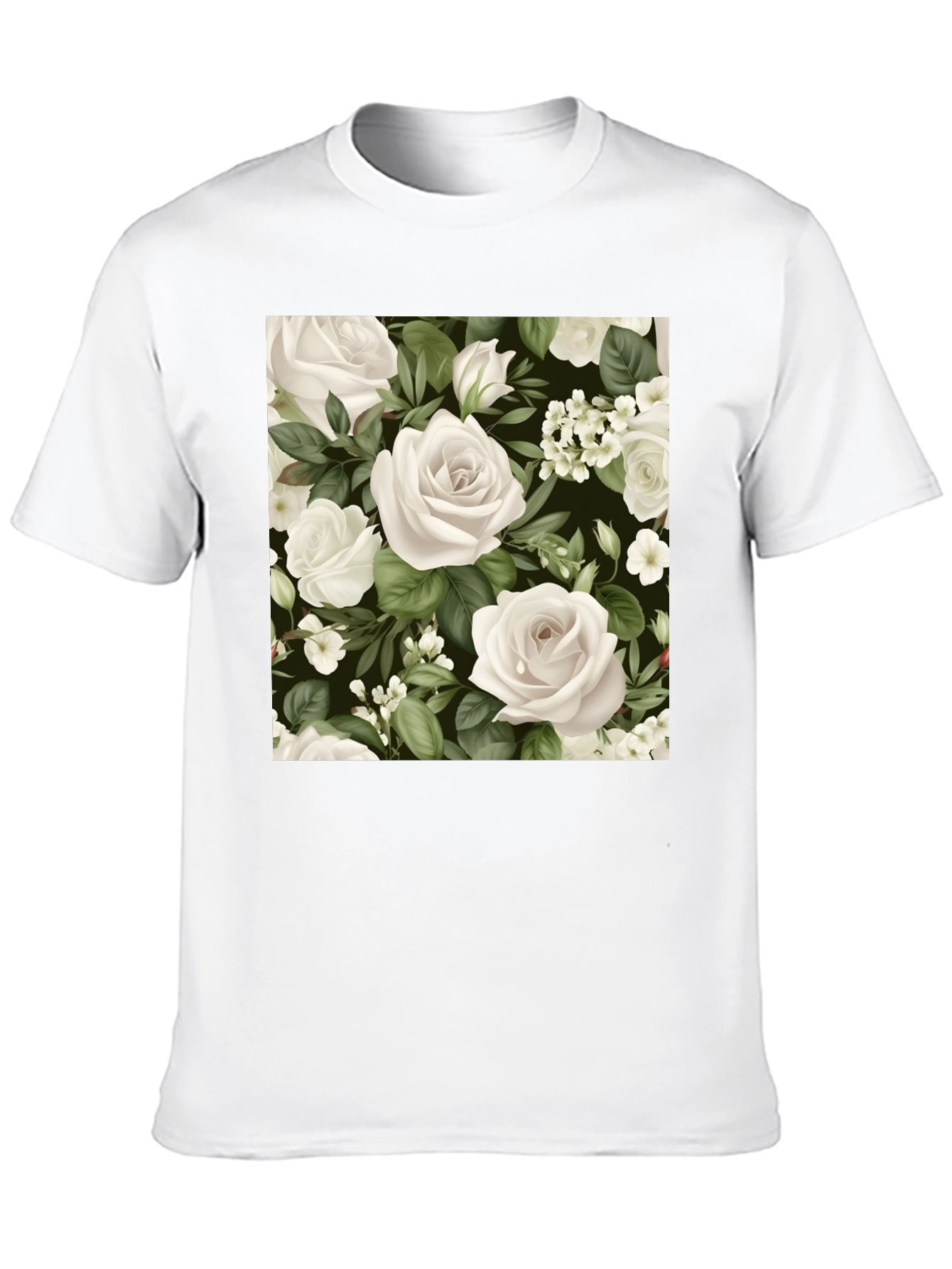 Floral Rose T-Shirt - Black Cotton Blend