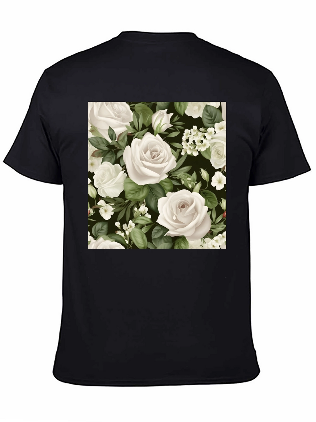 Floral Rose T-Shirt - Black Cotton Blend