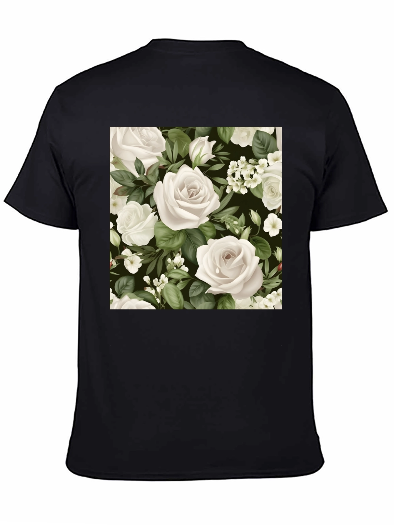 Floral Rose T-Shirt - Black Cotton Blend