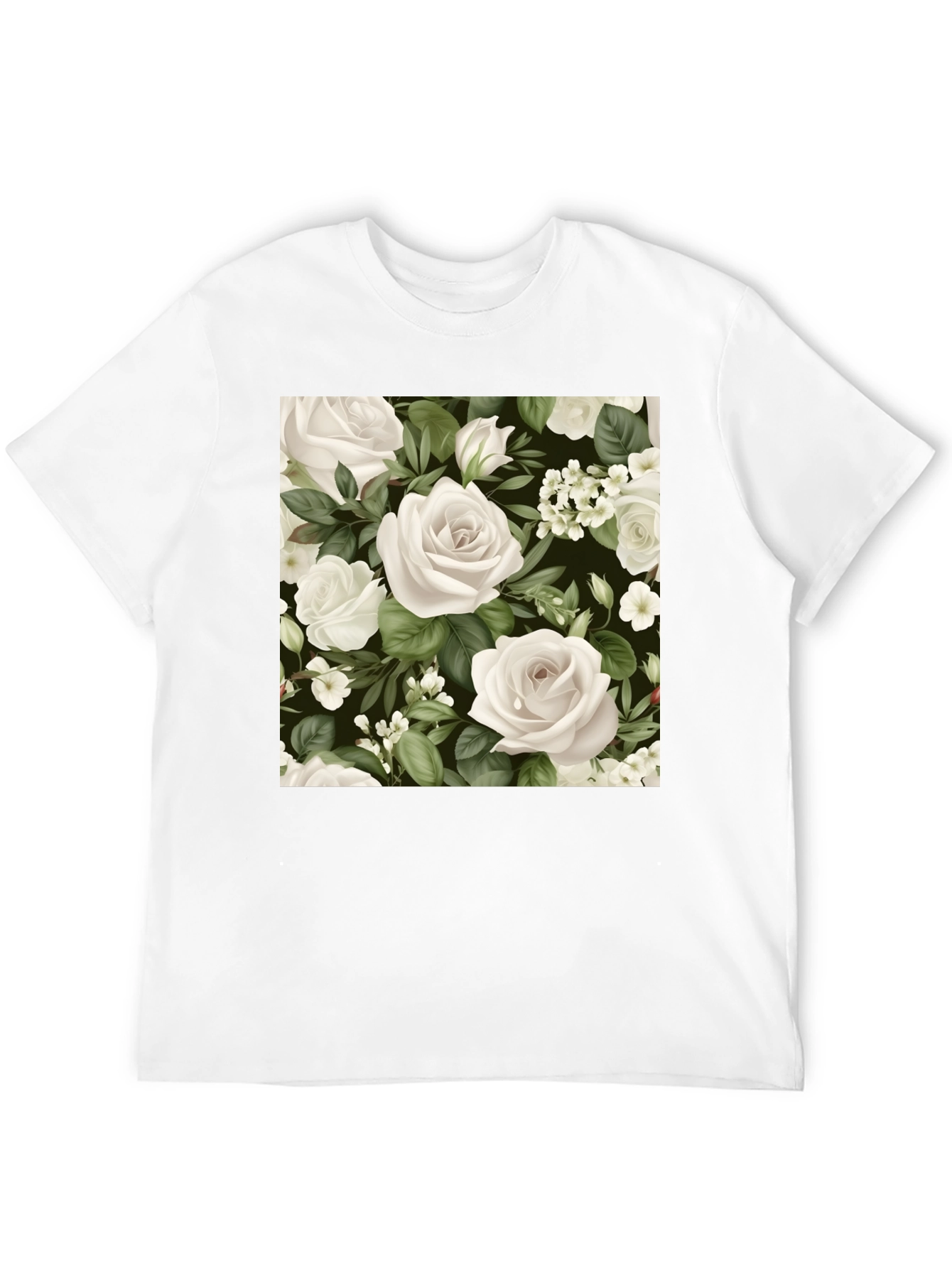 Floral Rose T-Shirt - Black Cotton Blend