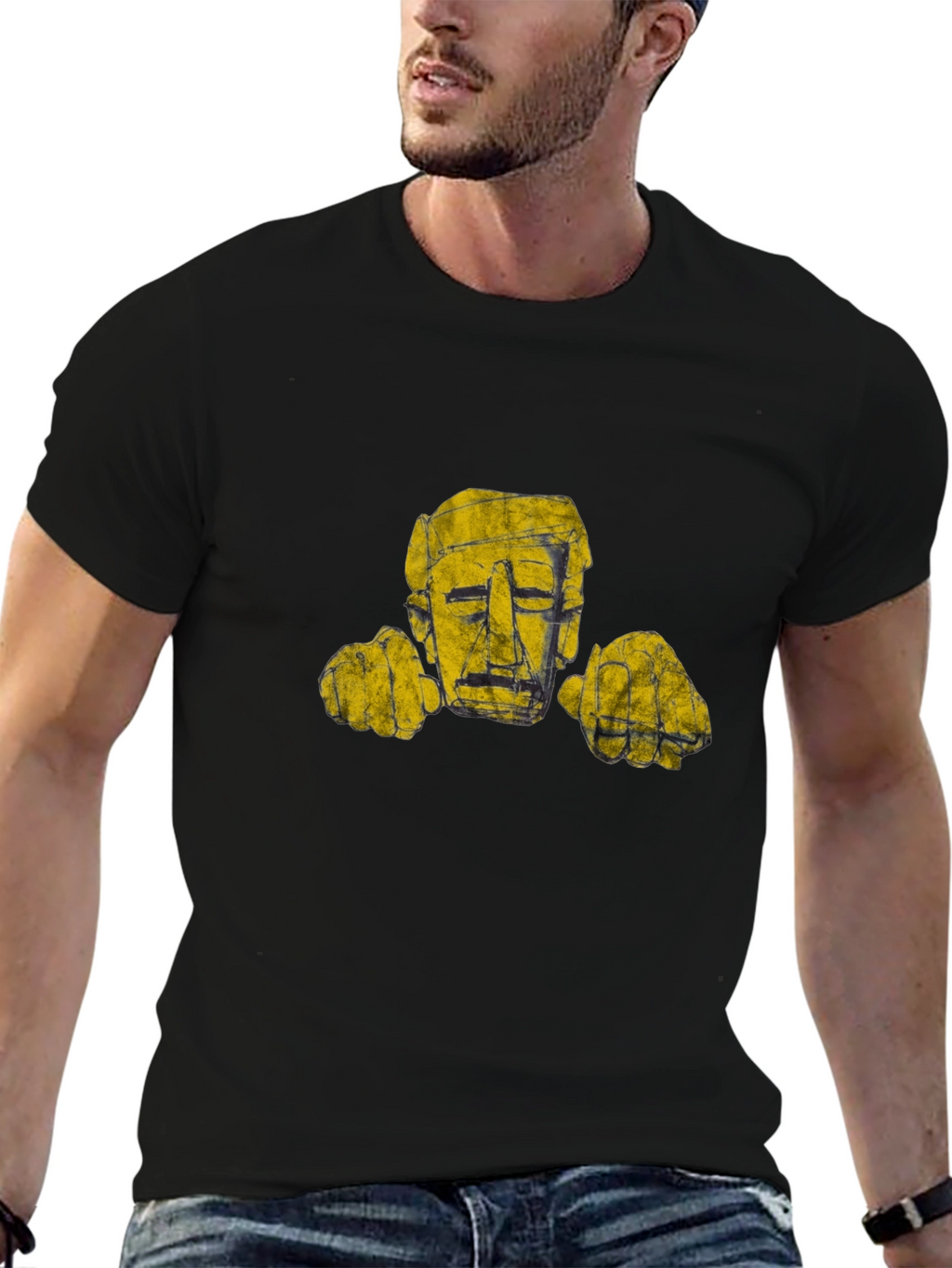 Abstract Head Graphic Black T-Shirt