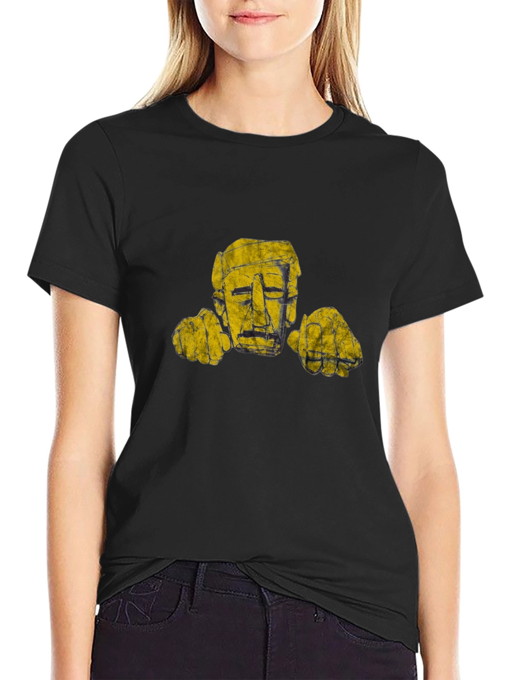Abstract Head Graphic Black T-Shirt