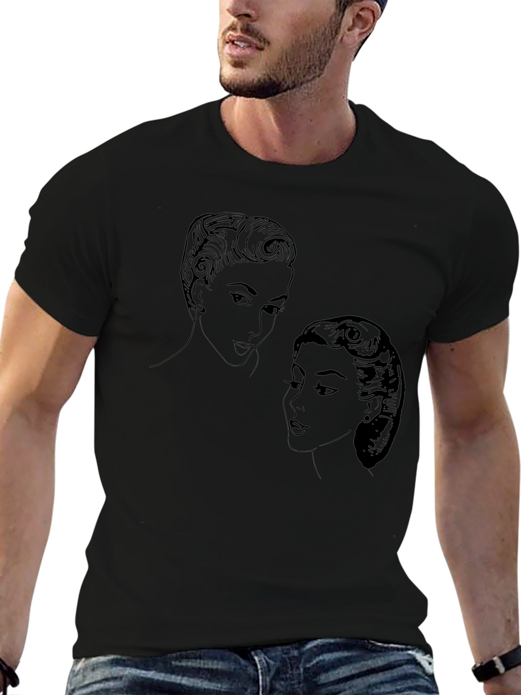 Retro Ladies Graphic Tee - Black Cotton