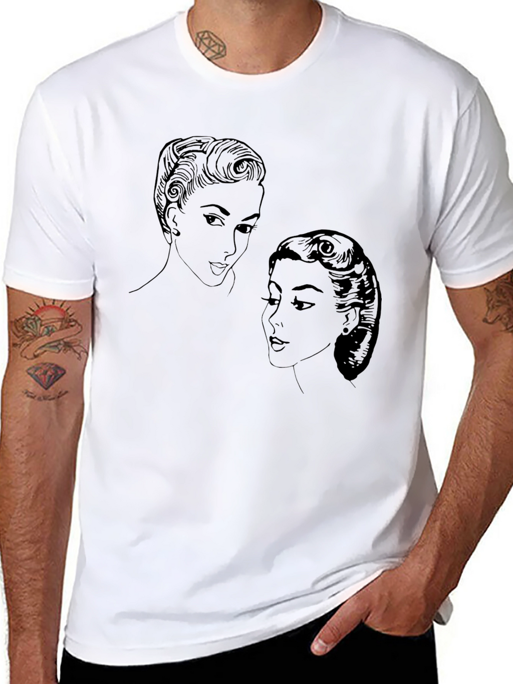 Retro Ladies Graphic Tee - Black Cotton