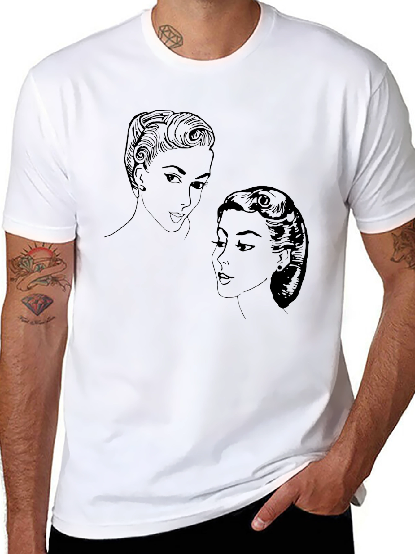 Retro Ladies Graphic Tee - Black Cotton