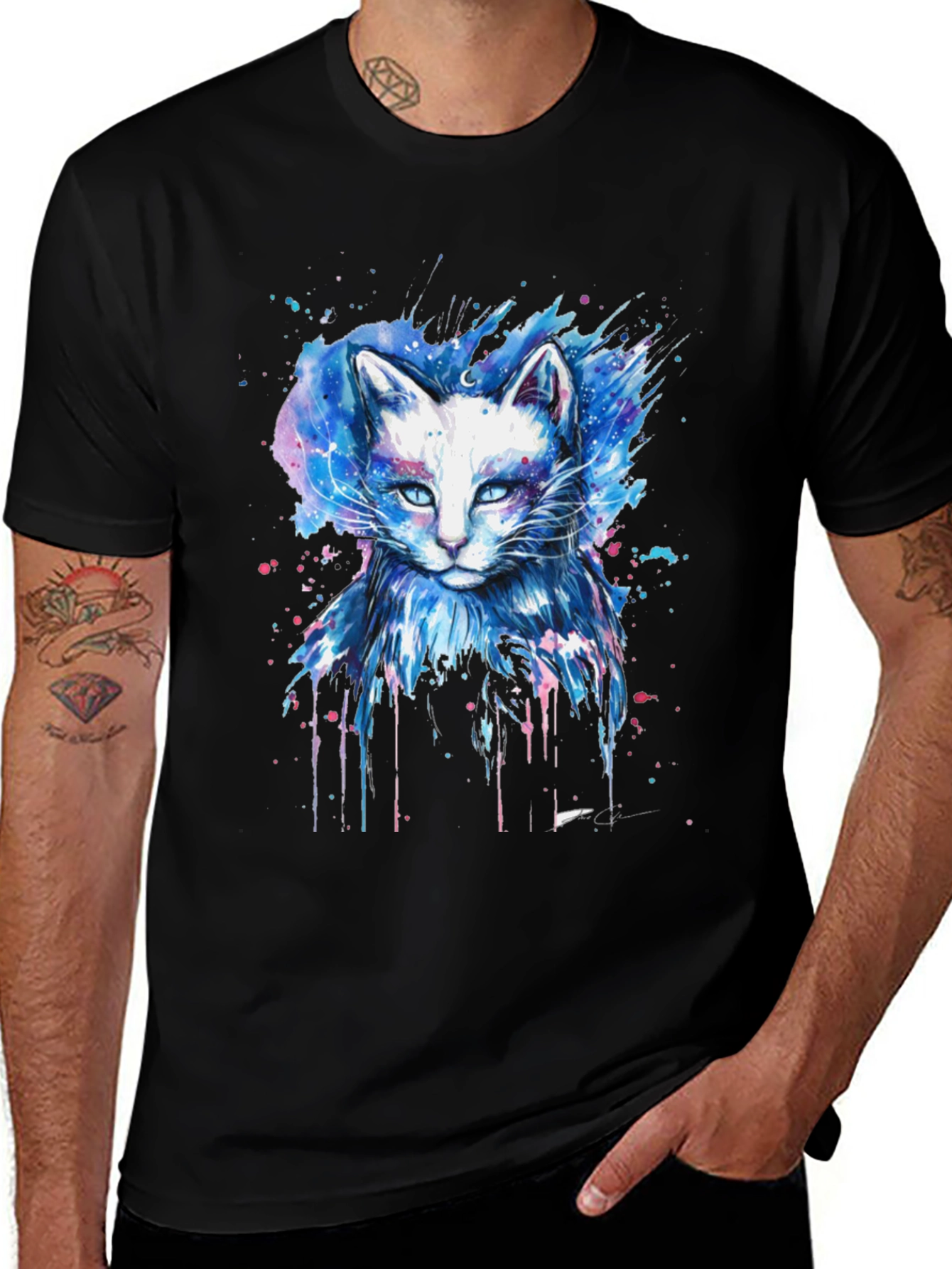 Watercolor Cat Graphic Tee - Unique Design
