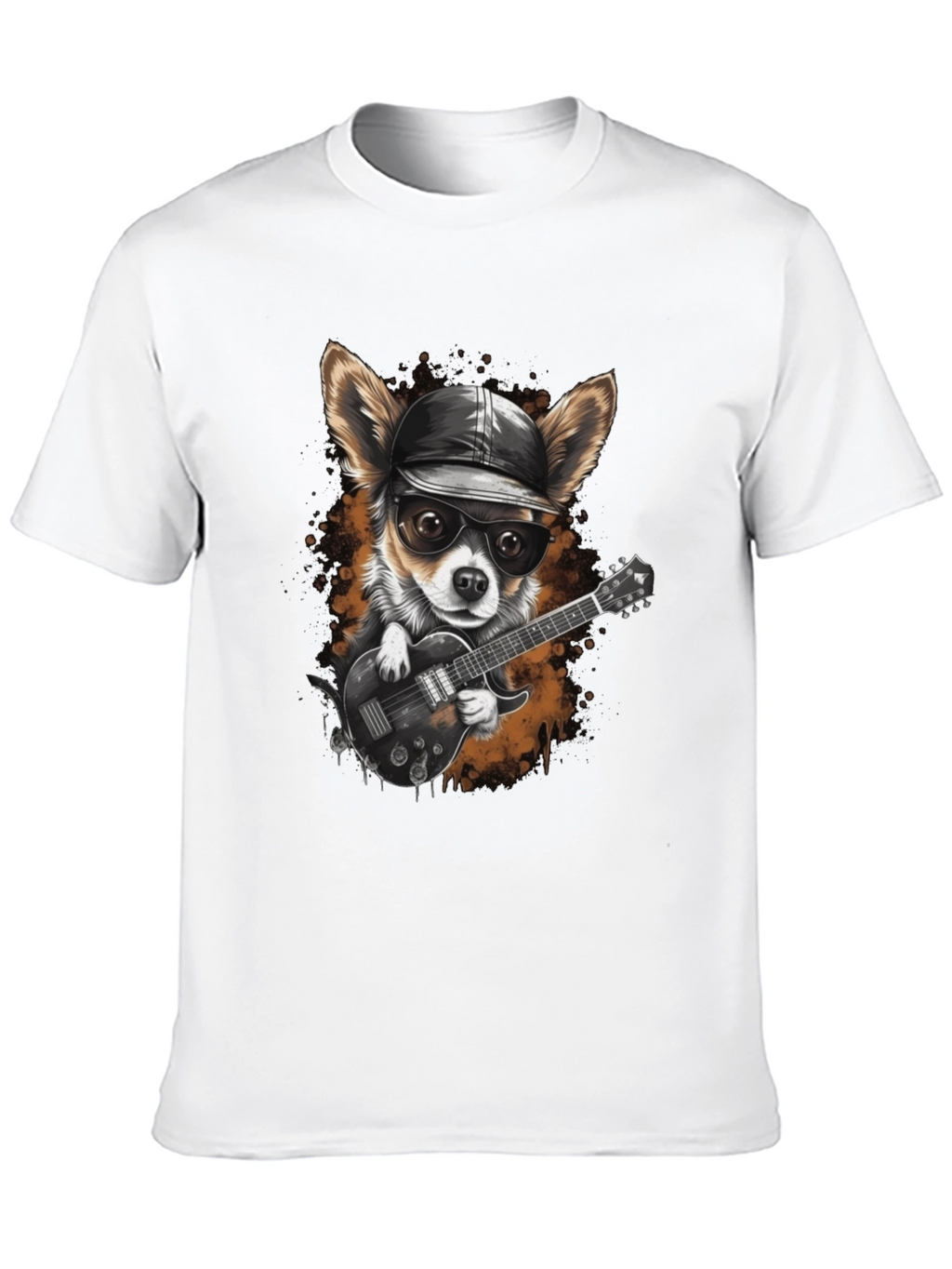 Dog Guitarist Graphic Tee - Cool Chihuahua Rock Star