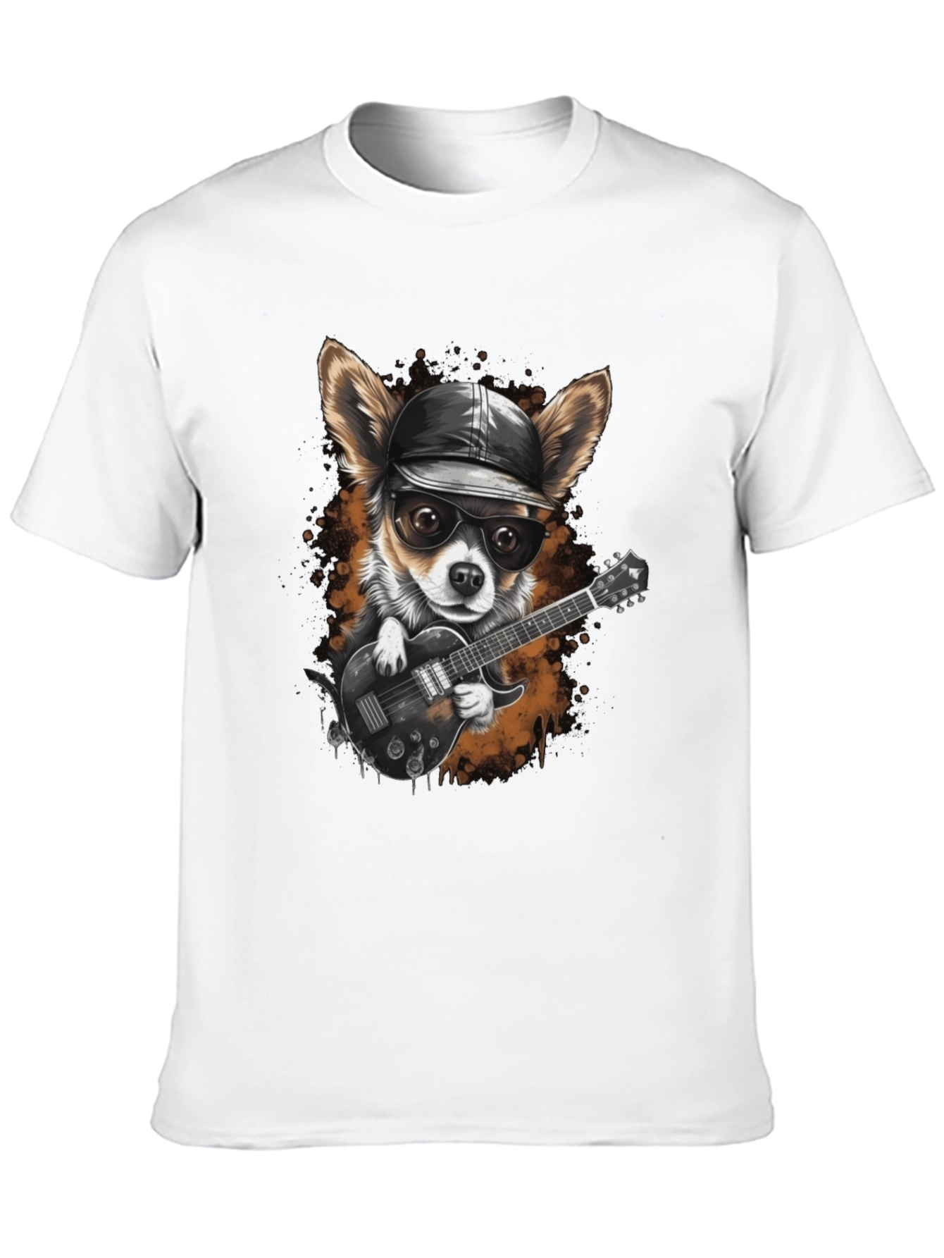 Dog Guitarist Graphic Tee - Cool Chihuahua Rock Star