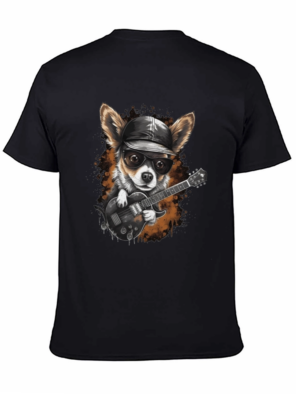Dog Guitarist Graphic Tee - Cool Chihuahua Rock Star
