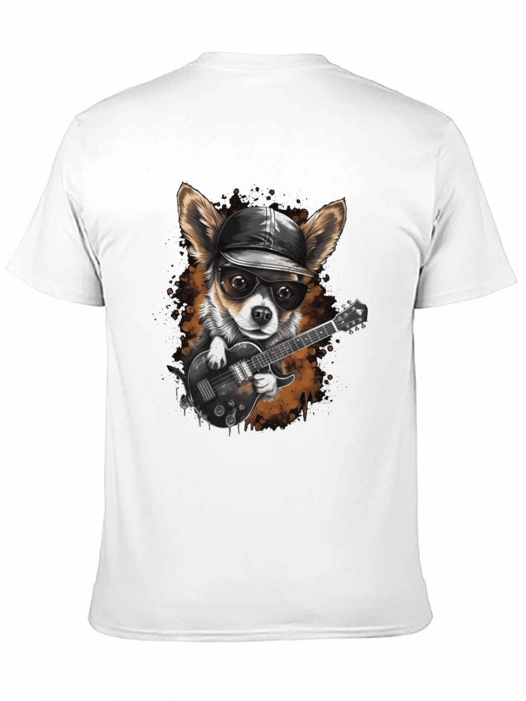 Dog Guitarist Graphic Tee - Cool Chihuahua Rock Star