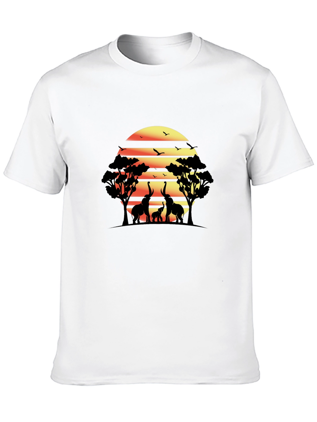 African Sunset Elephant Graphic Tee - Black
