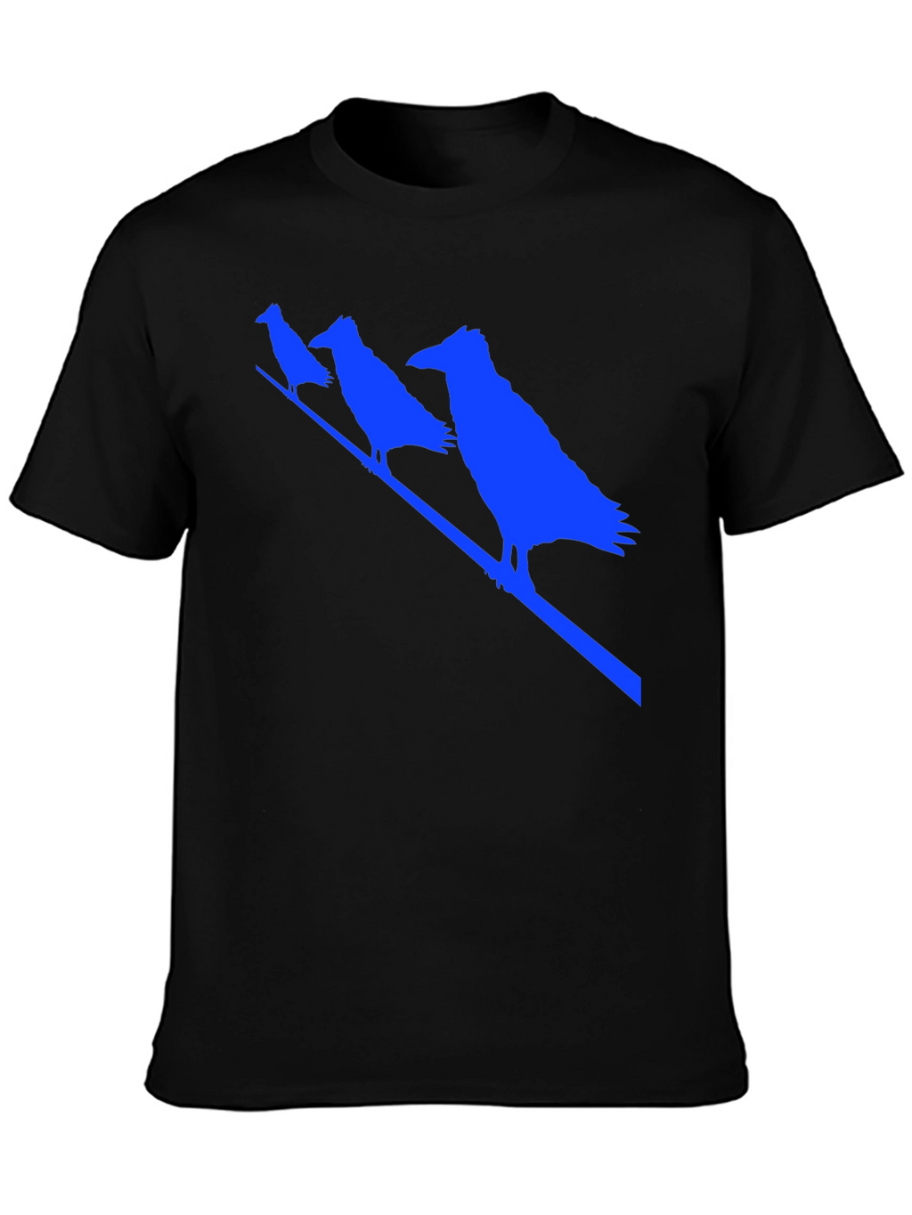 Raven Silhouette Graphic Tee - Black Cotton Bird T-Shirt