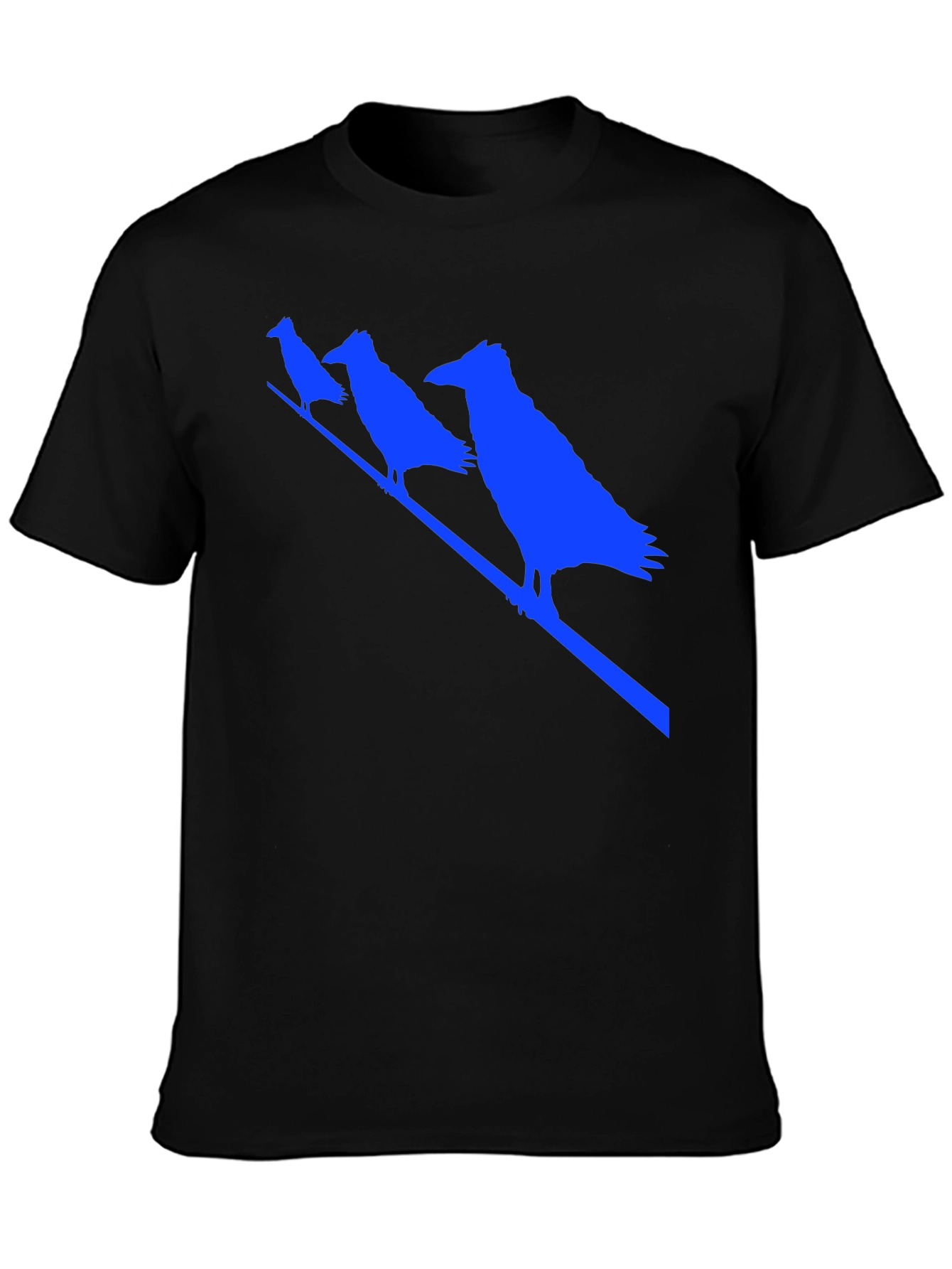 Raven Silhouette Graphic Tee - Black Cotton Bird T-Shirt