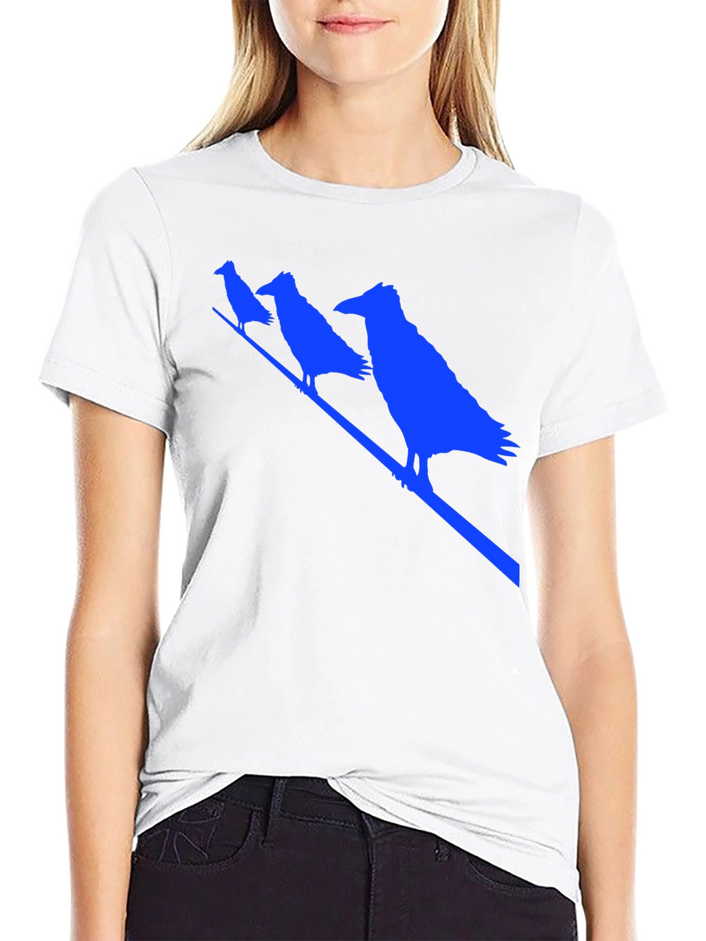 Raven Silhouette Graphic Tee - Black Cotton Bird T-Shirt