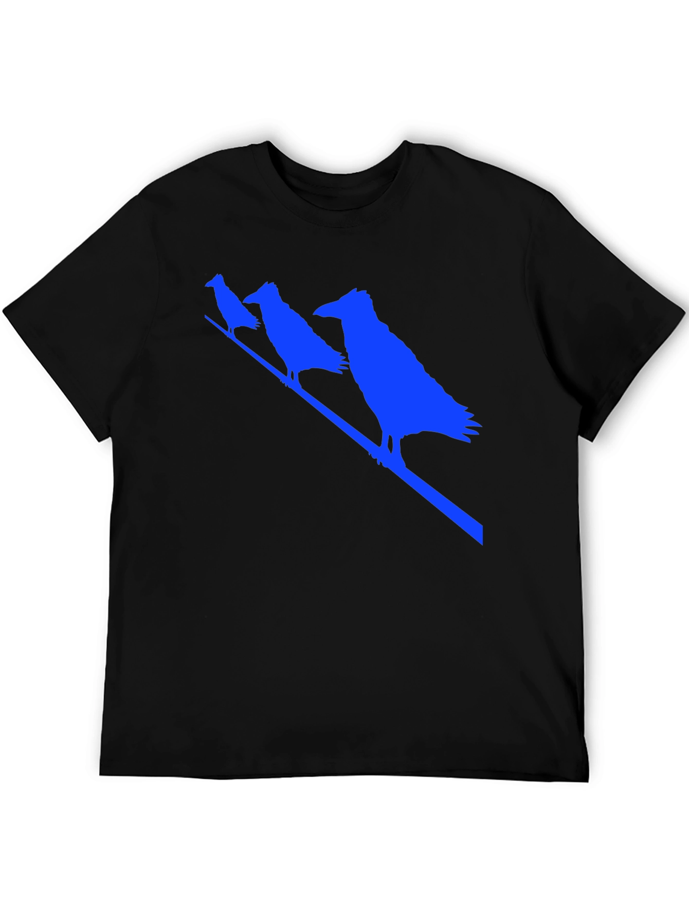 Raven Silhouette Graphic Tee - Black Cotton Bird T-Shirt