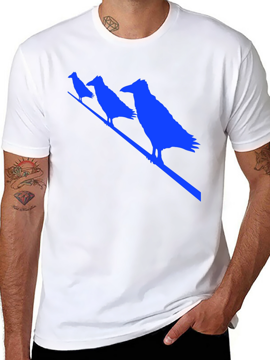 Raven Silhouette Graphic Tee - Black Cotton Bird T-Shirt