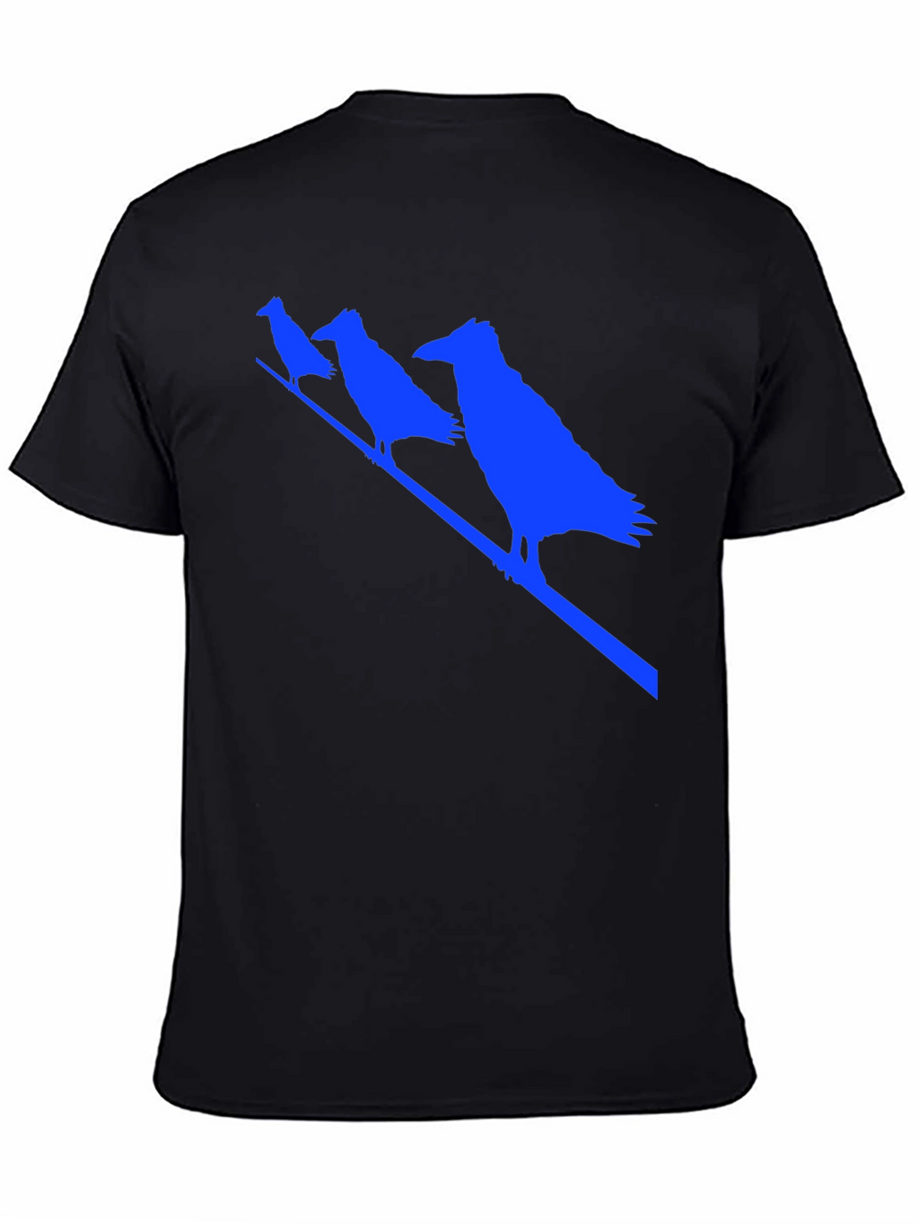 Raven Silhouette Graphic Tee - Black Cotton Bird T-Shirt