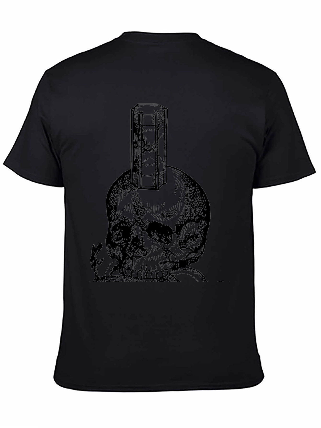 Skull & Hourglass Graphic Tee - Black Cotton