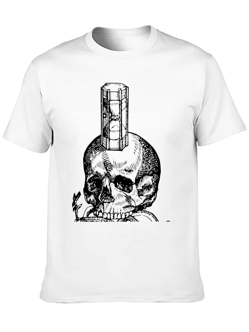 Skull & Hourglass Graphic Tee - Black Cotton