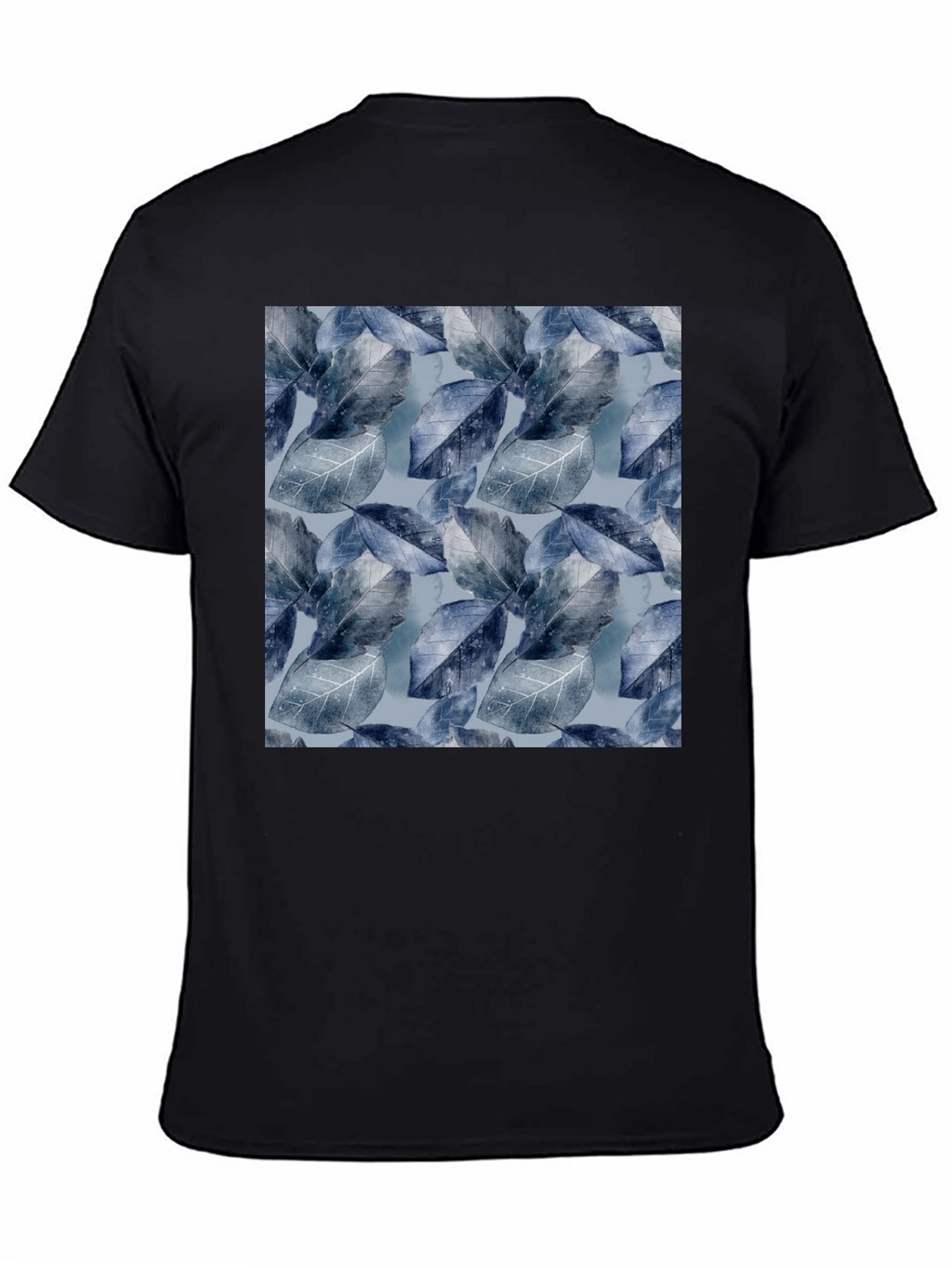 Blue Leaf Pattern Crew Neck Tee