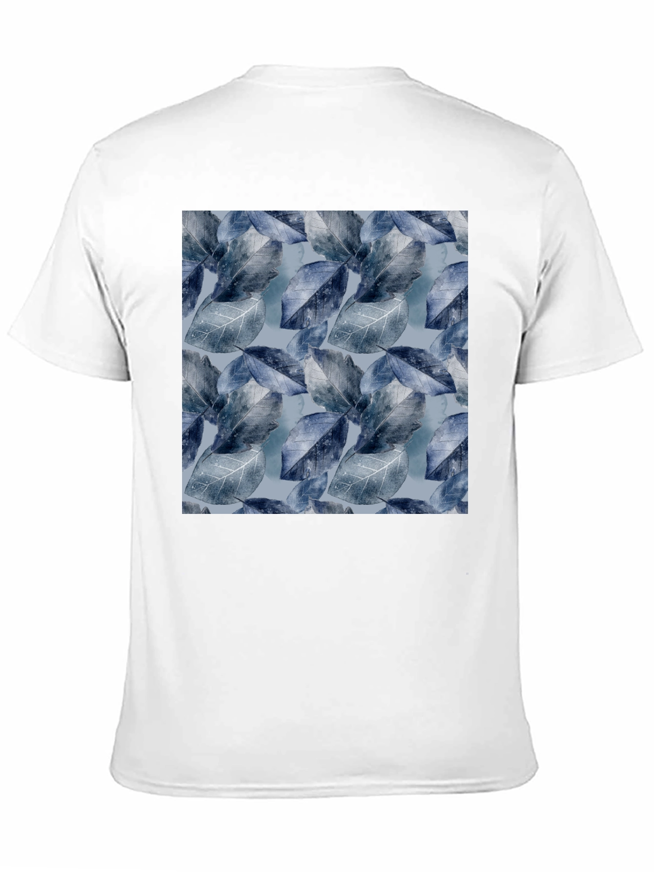 Blue Leaf Pattern Crew Neck Tee