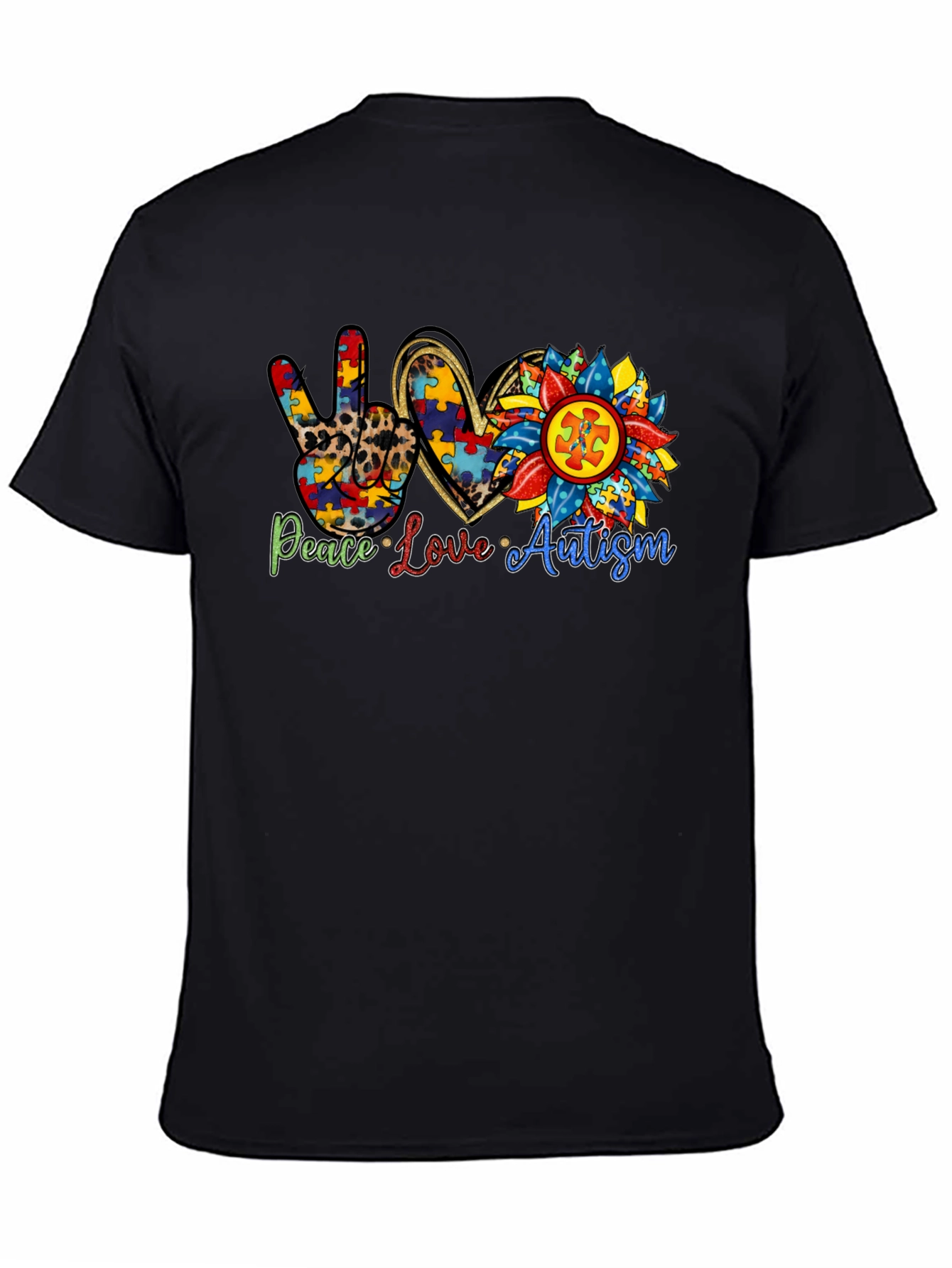 Peace Love Autism T-Shirt Black