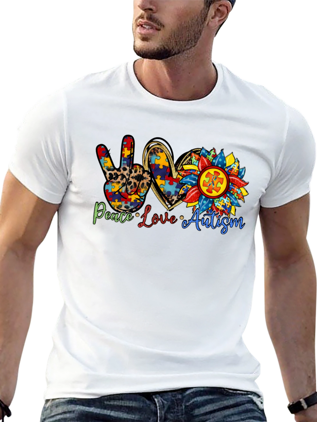 Peace Love Autism T-Shirt Black