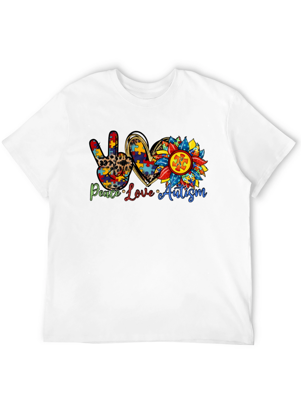 Peace Love Autism T-Shirt Black