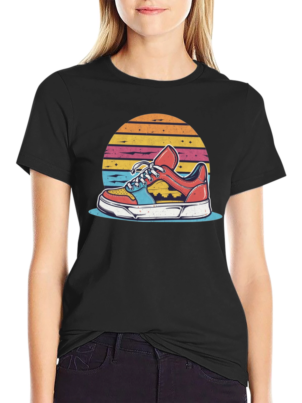Retro Sneaker Graphic Tee - Black