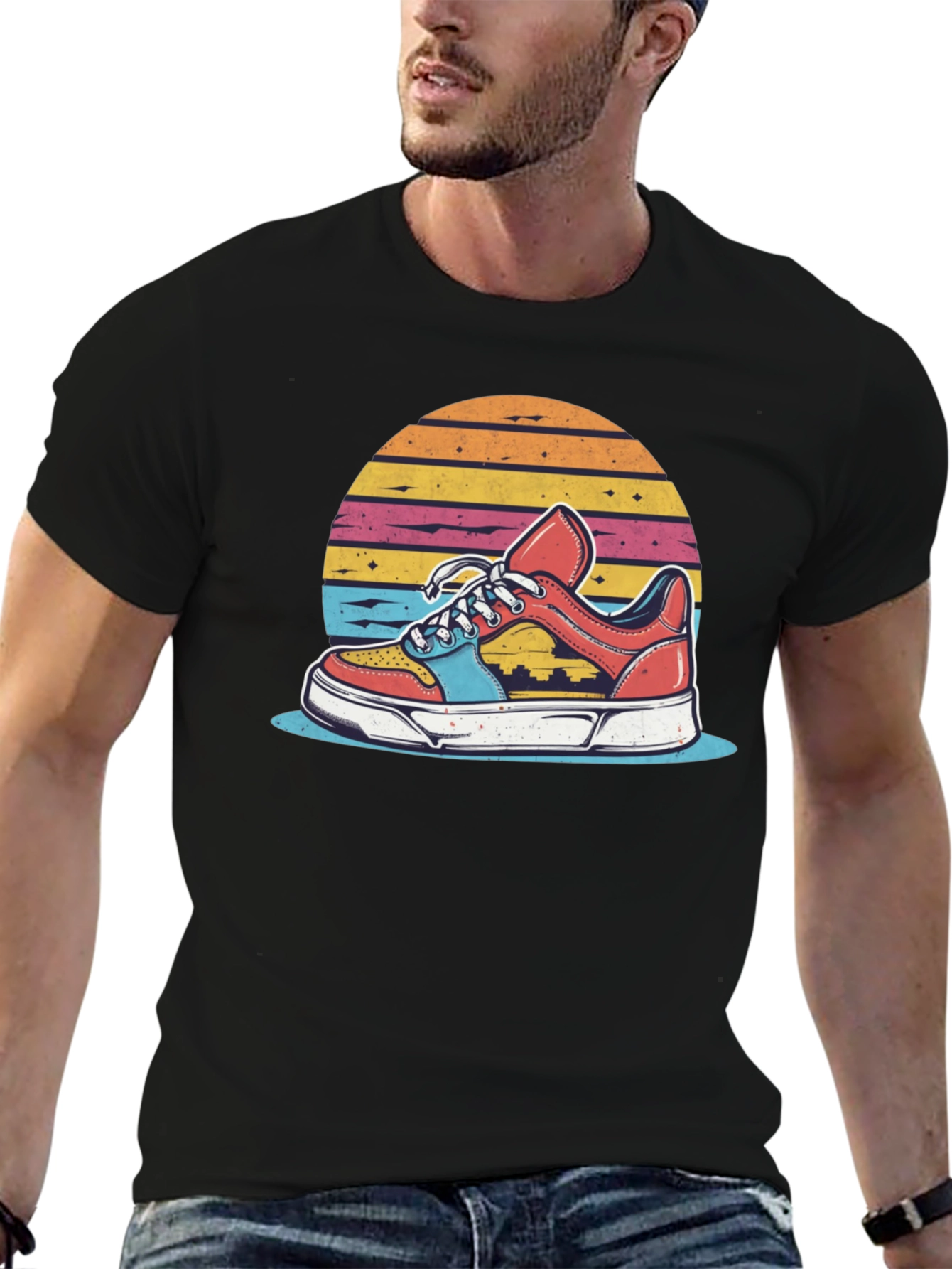 Retro Sneaker Graphic Tee - Black