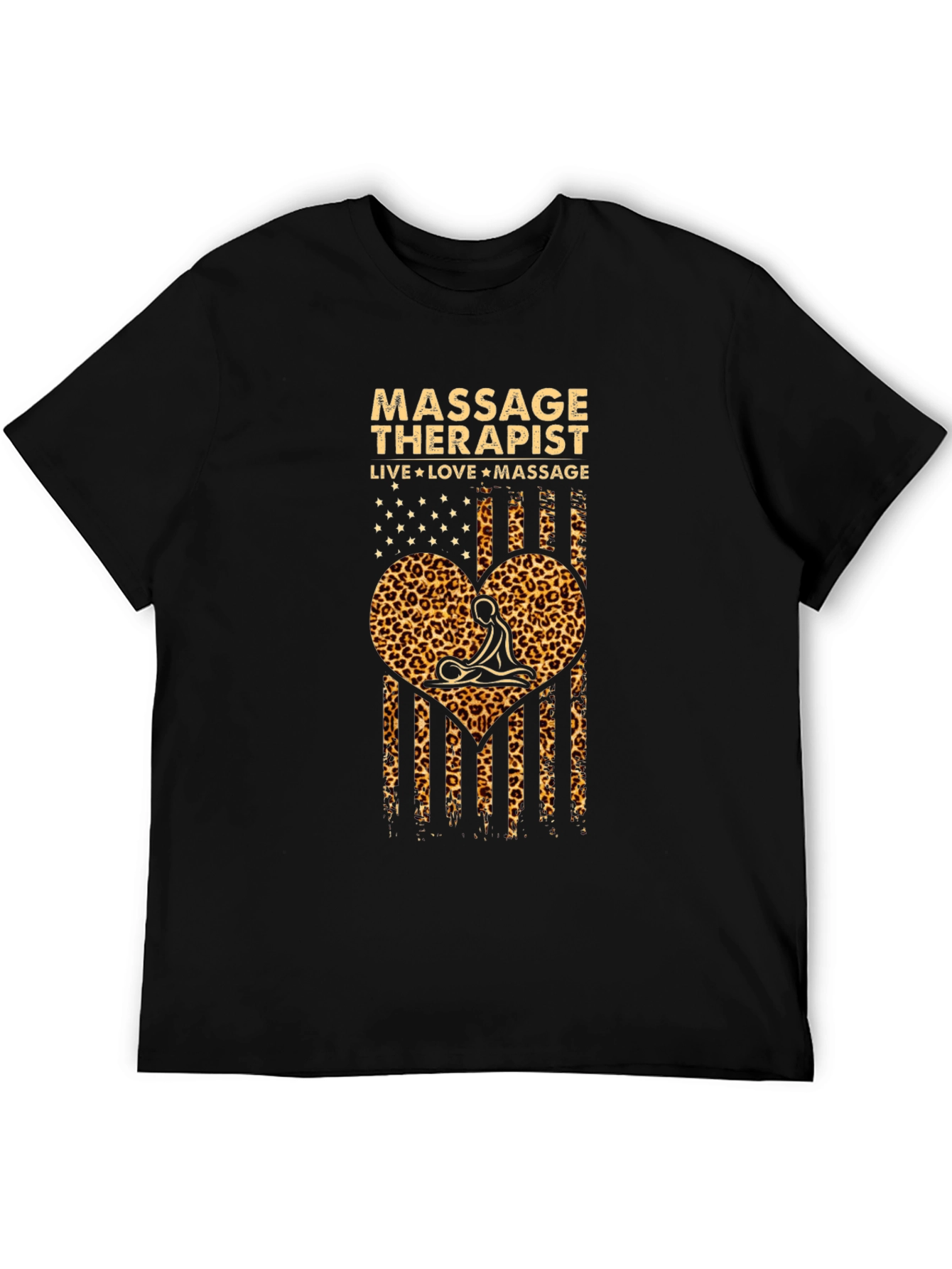 Massage Therapist Leopard Print American Flag T-Shirt