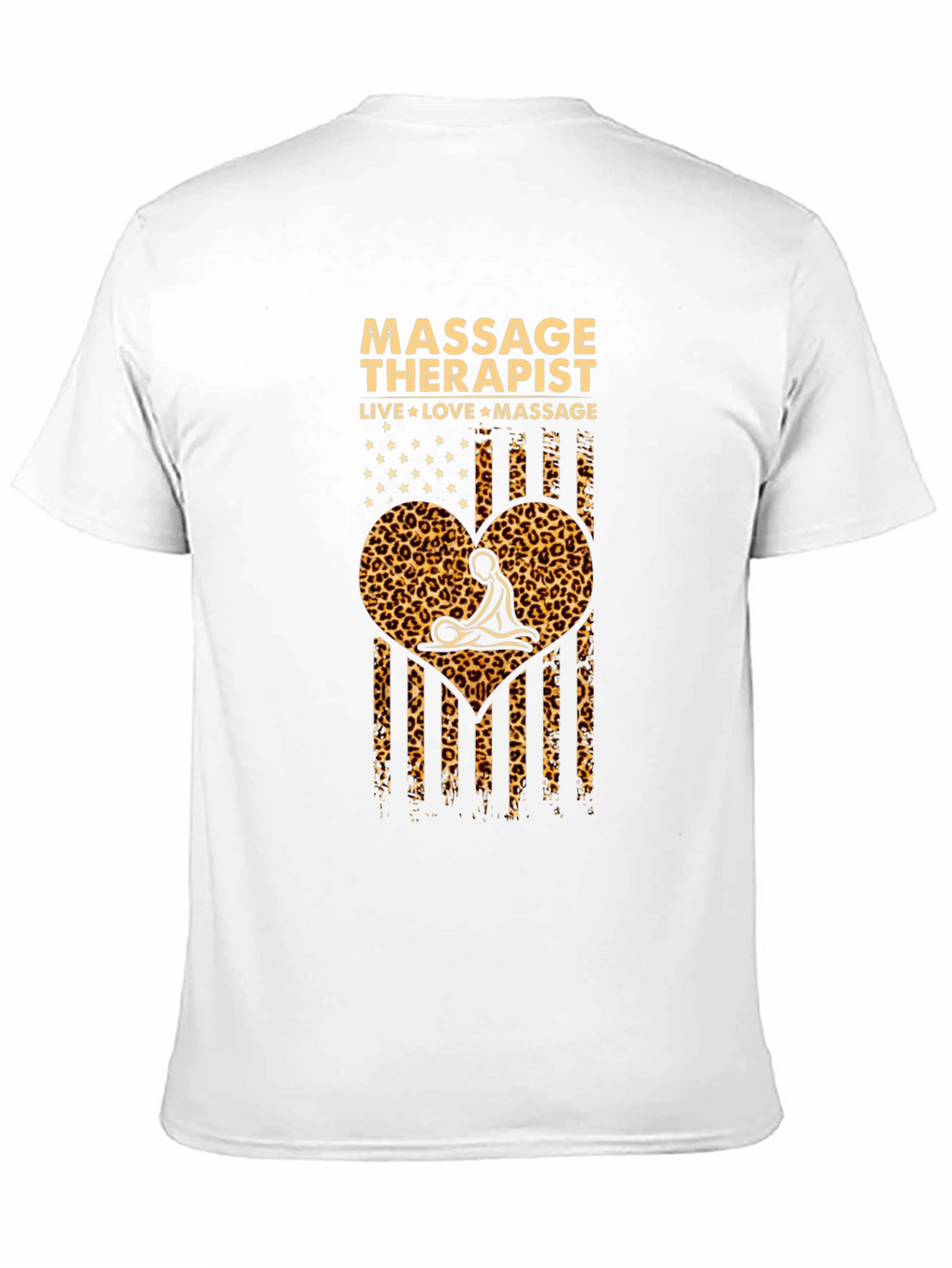Massage Therapist Leopard Print American Flag T-Shirt