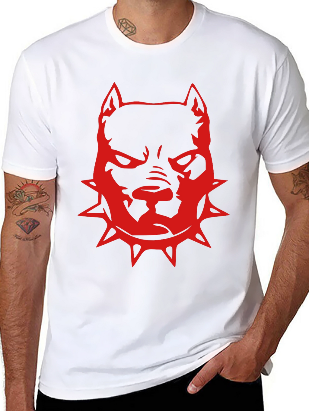 Red Pitbull Graphic T-Shirt - Black