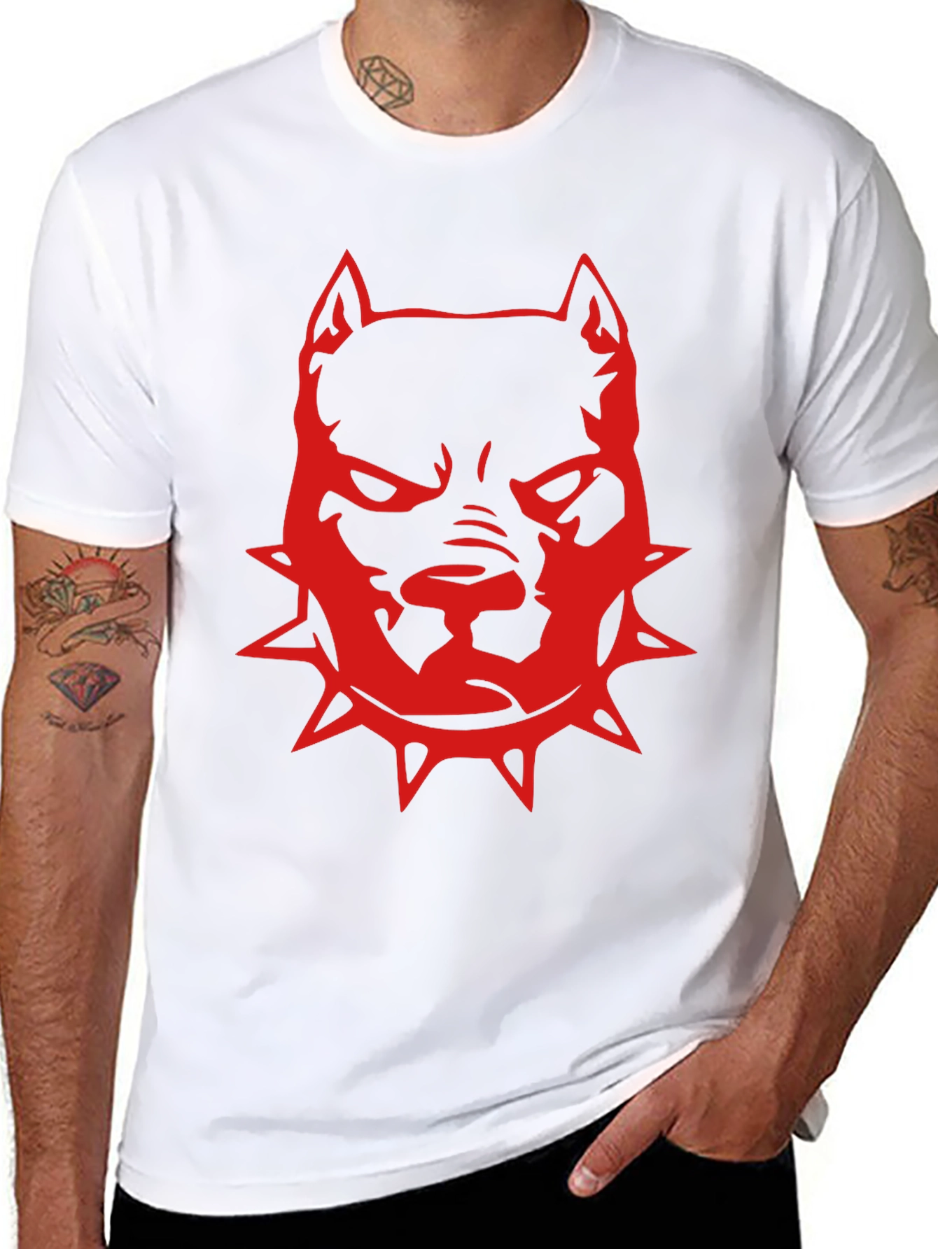 Red Pitbull Graphic T-Shirt - Black