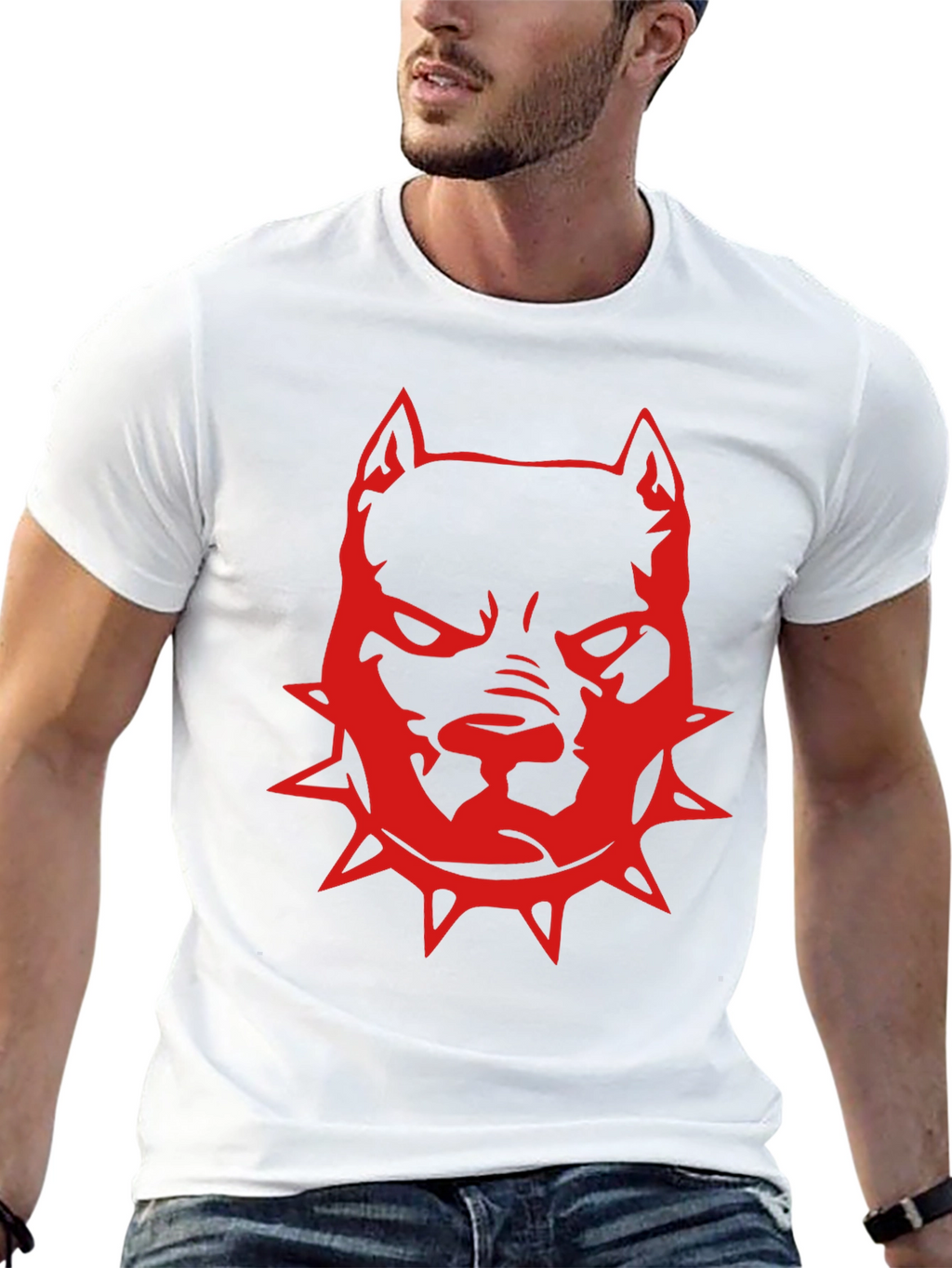 Red Pitbull Graphic T-Shirt - Black
