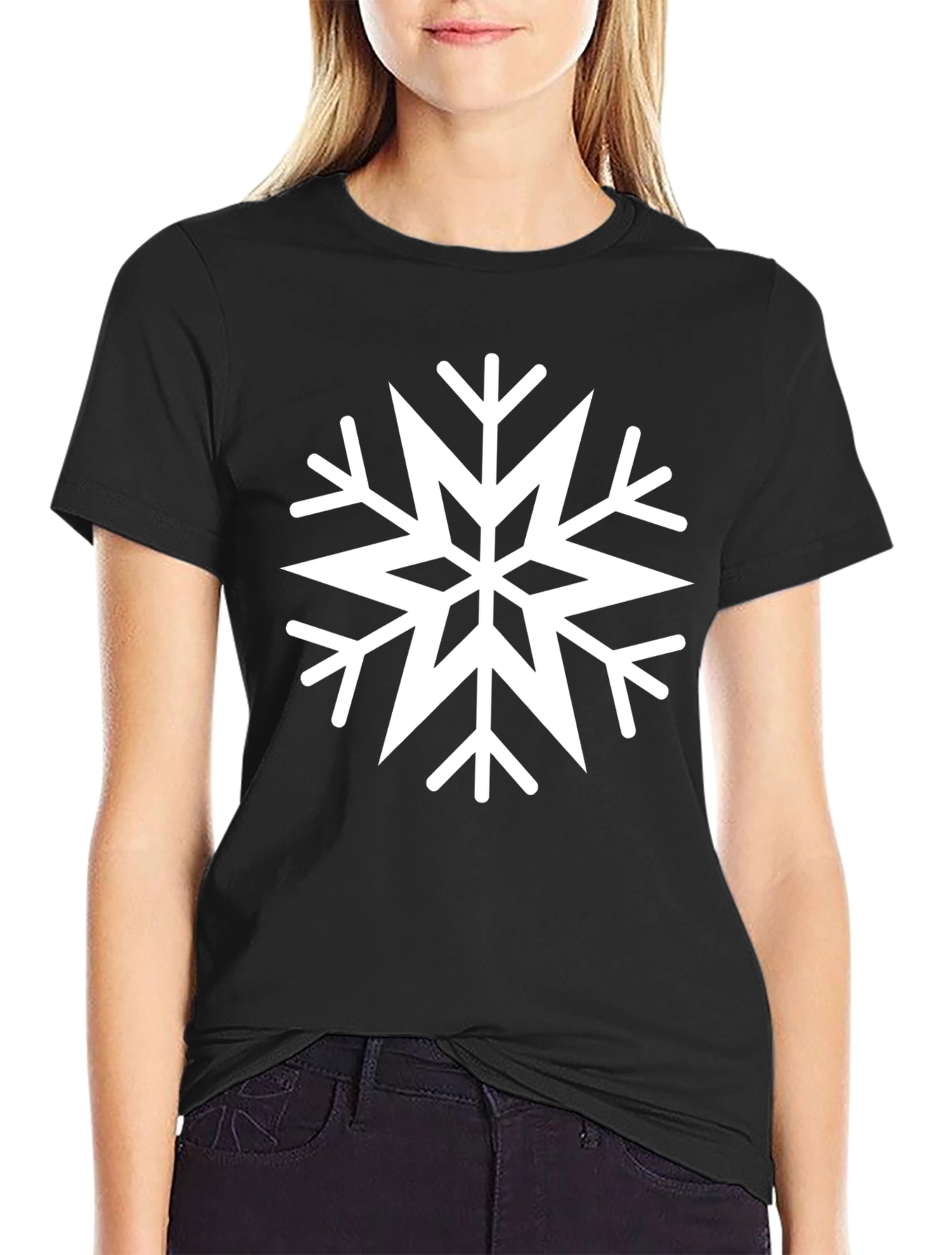 Snowflake Graphic Tee - Black Cotton Blend